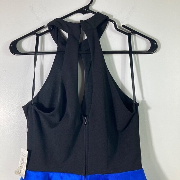 Womens Jrs Jodi Kristopher Fit Flare Halter‎ Dress Black Royal Blue 7 NWT - Picture 4 of 8